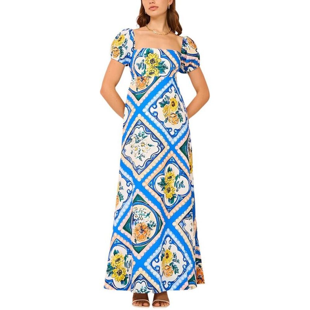 Esea Womens Linen-Blend Maxi Dress